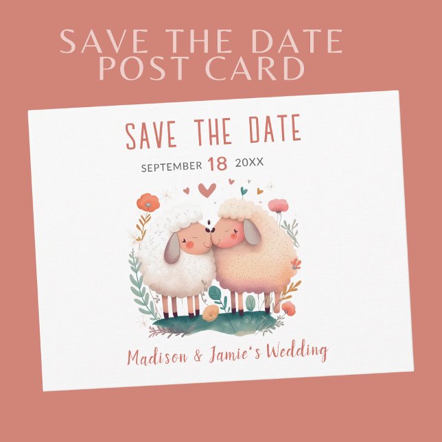 Hochzeitsschaf Save the Date Postkarte (Von Creator hochgeladen)