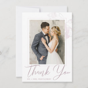 Hochzeitsschick-Mauve-Foto Dankeskarte