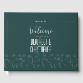 Hochzeitsschick Moderne Elegante Simple Green Emer Gästebuch