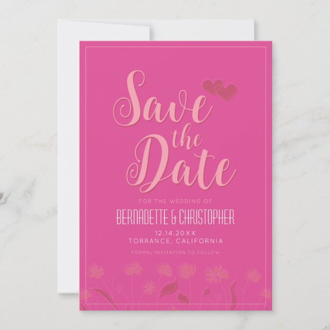 Hochzeitsschick Modernes Elegantes, einfaches Rosa Save The Date (Vorderseite)