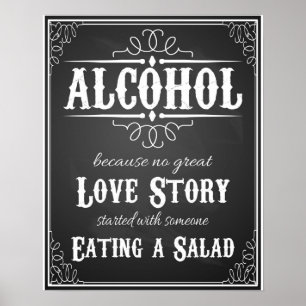 Hochzeitsschild Alkohol TAFEL-KREIDESCHILD Poster