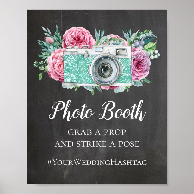 Hochzeitsschild für den Foto-Stand. Grauer Hashtag Poster (Vorne)