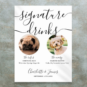 Hochzeitsschild für Hundesignaturgetränke Poster