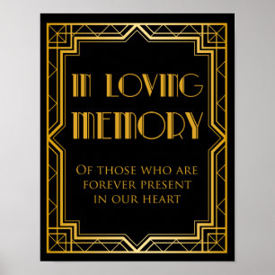 Hochzeitsschild 'In Liebe Erinnerung'   Gatsby Art Poster