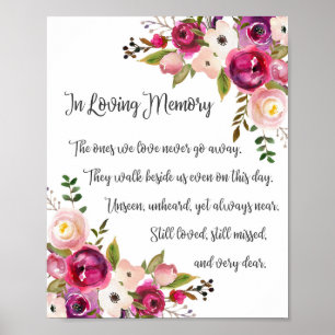 Hochzeitsschild 'In Liebevollem Gedenken' Aquarell Poster