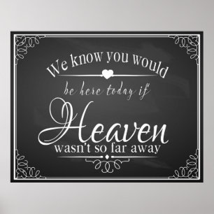 Hochzeitsschild Weil jemand im Himmel ist Poster