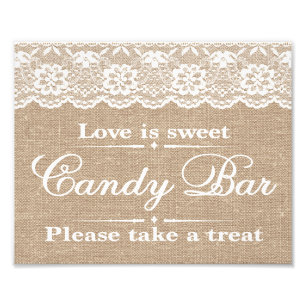 Hochzeitsschilder - Burlap & Lace - Candy Bar - Fotodruck