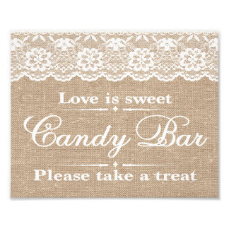 Hochzeitsschilder - Burlap & Lace - Candy Bar - Fotodruck