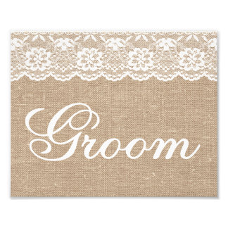 Hochzeitsschilder - Jute & Spitze - Bräutigam - Fotodruck