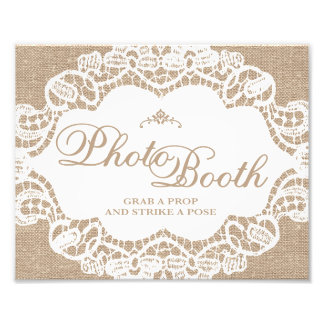 Hochzeitsschilder - Jute & Spitze - Fotobooth - Fotodruck