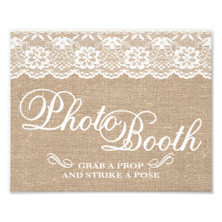 Hochzeitsschilder - Jute & Spitze - Fotobooth - Fotodruck