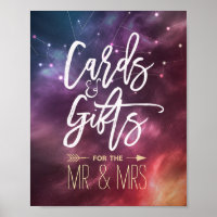 Hochzeitsschilder Karten Geschenke Sternen Galaxie