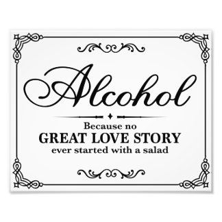 Hochzeitsschilder - Schwarz & Weiß - Alkohol - Fotodruck