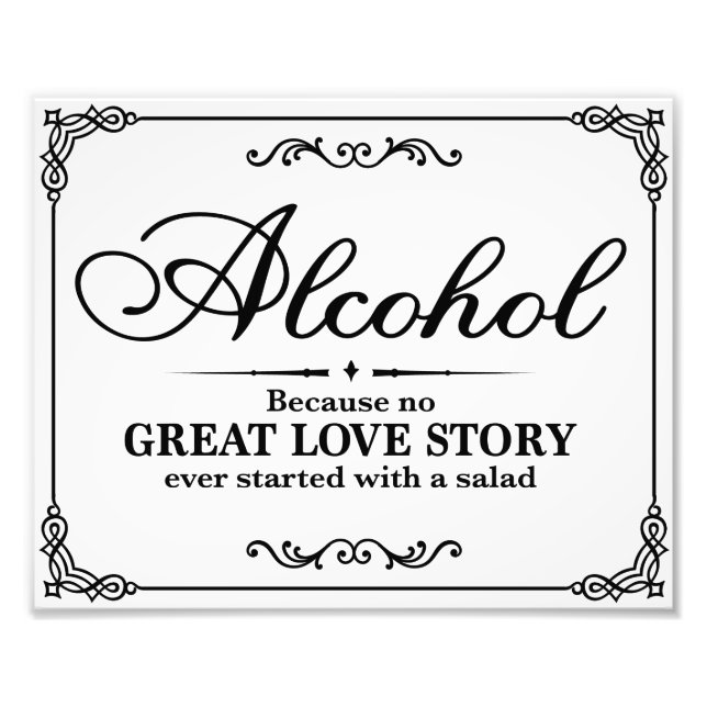 Hochzeitsschilder - Schwarz & Weiß - Alkohol - Fotodruck (Vorne)