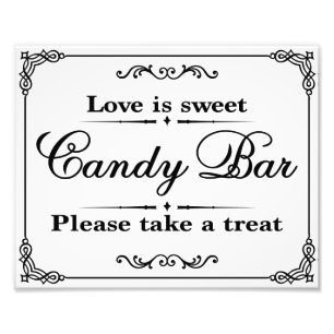 Hochzeitsschilder - Schwarz & Weiß - Bonbons Bar - Fotodruck