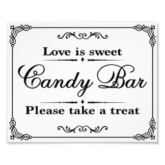 Hochzeitsschilder - Schwarz & Weiß - Bonbons Bar - Fotodruck