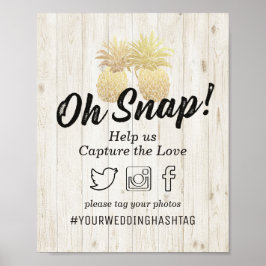 Hochzeitsschläfchen Hashtag Goldene Ananas Rustika Poster