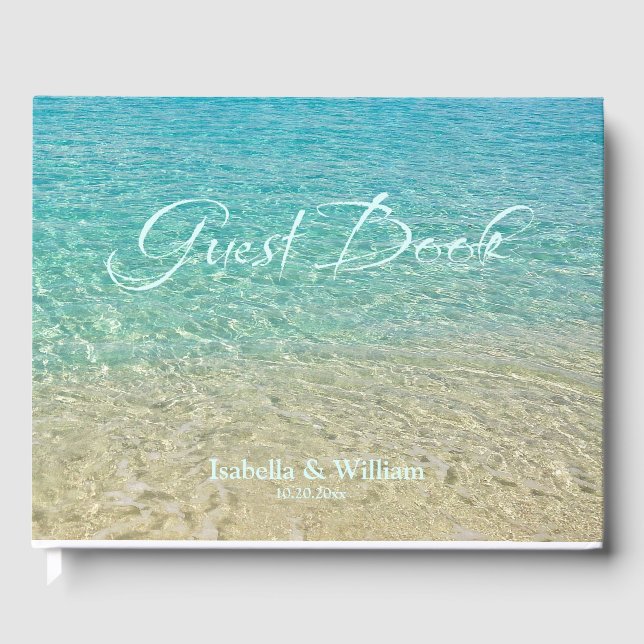 Hochzeitsschläfer Wasser Personalisiert Türkis, Sa Gästebuch (Vorderseite)