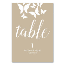 Hochzeitsschmetterlinge Beige Sitzgelegenheiten Ti Tischnummer