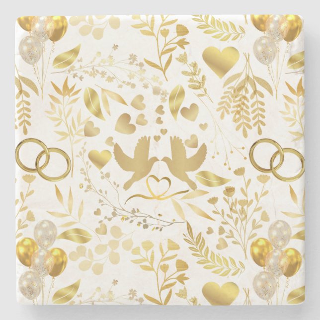 Hochzeitsschmuck in Gold 02 Steinuntersetzer (Vorderseite)