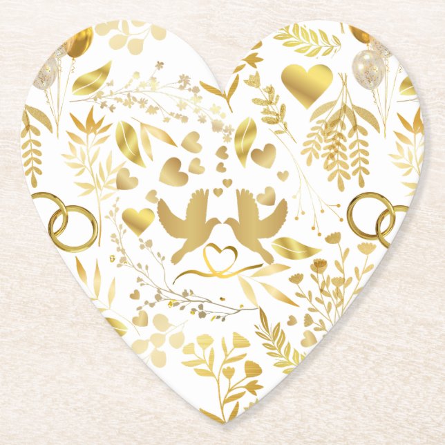 Hochzeitsschmuck in Gold 02 Untersetzer (Vorderseite)