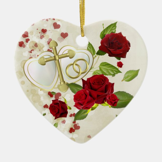 Hochzeitsschmuck Keramik Ornament (Vorne)