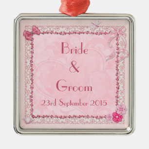 Hochzeitsschmuck mit Herz und Schmetterlingen Ornament Aus Metall