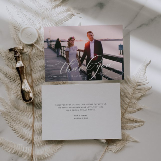 Hochzeitsschrift für elegantes kalligraphisches Fo Dankeskarte (Von Creator hochgeladen)