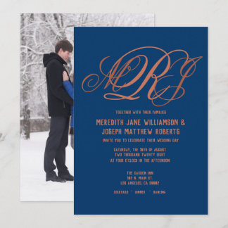 Hochzeitsschrift für Monogramm-Schriftzeichen mit  Einladung