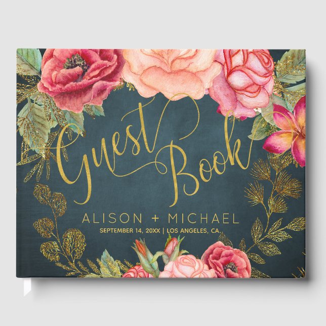 Hochzeitsschrift Hochzeitsschrift der Luxus-Rosa-M Gästebuch (Vorderseite)