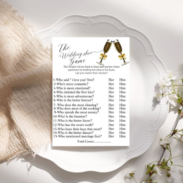 Hochzeitsschuhspiel, Brautparty-Schuhspiel, Postkarte (Von Creator hochgeladen)