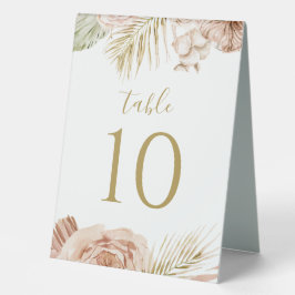 Hochzeitsschule Boho Floral, Palm und Pampas Tisch Tischaufsteller