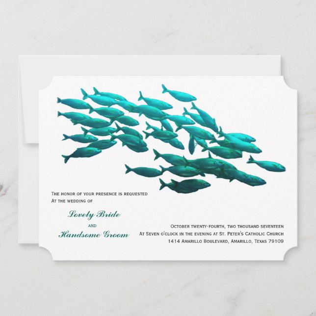 Hochzeitsschule für Fische Einladung (Vorderseite)