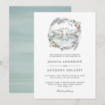 Hochzeitsschwäne Elegante Wasserfarben Einladung