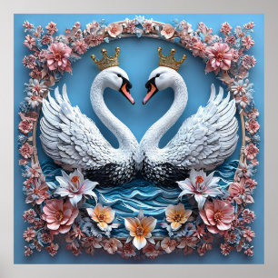Hochzeitsschwäne Liebesfeier Romantische Natur 🦢 Poster