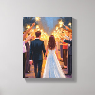 Hochzeitsschwärmer   Gemalte Hochzeitsfeier Leinwanddruck