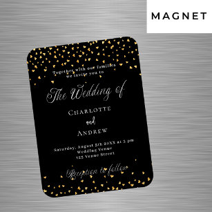 Hochzeitsschwarz goldene Herzen Luxus-Einladung Magnet