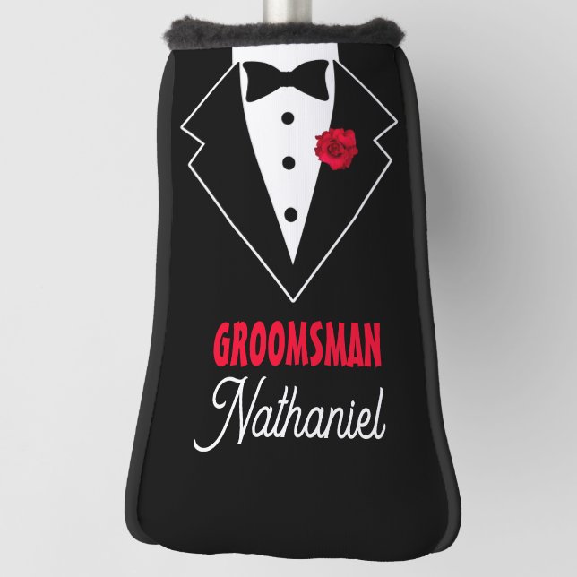 Hochzeitsschwarze Krawatte Tuxedo, Rote Rose, anpa Golf Headcover (Rotieren 90)