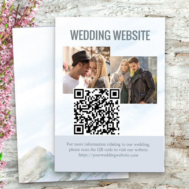 Hochzeitsseite 2 Foto QR Code Mountain Meadow Begleitkarte (Wedding Website insert card with custom QR code and 2 photos from my Mountain Meadow collection)
