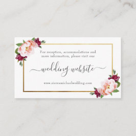 Hochzeitsseite | Blush Burgundy Gold Floral Begleitkarte