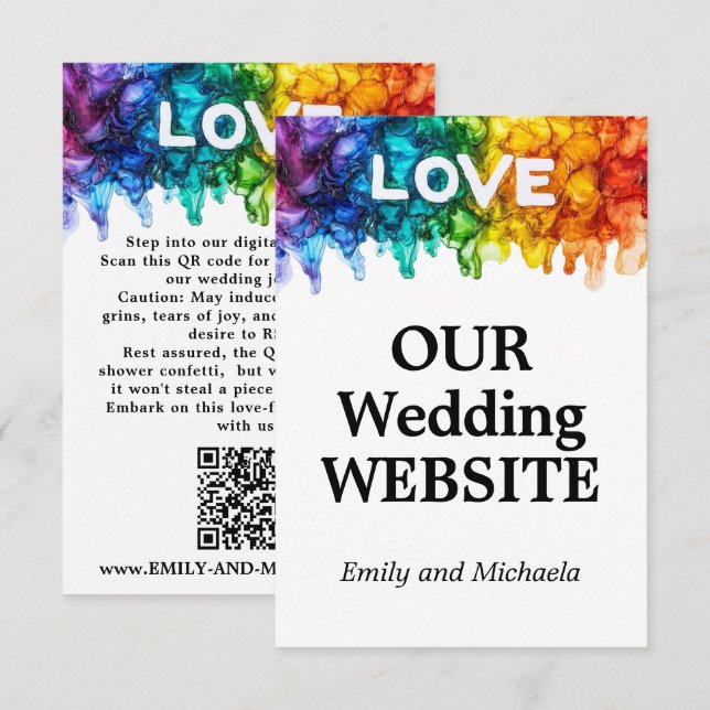 🌈 Hochzeitsseite LGBTQ mit Liebe bemalt Begleitkarte (Vorne/Hinten)