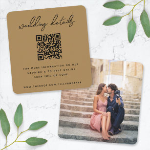 Hochzeitsseite   QR Code Gold Minimal Foto UAWG Begleitkarte