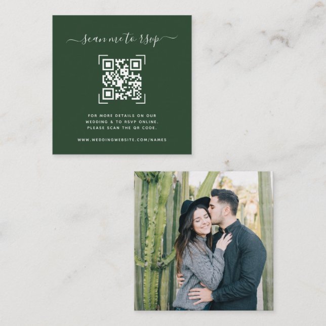 Hochzeitsseite | QR Code Scan Foto Begleitkarte (Vorne/Hinten)