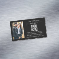 Hochzeitsseite QR Foto 25 Schwarze Magnet Karten