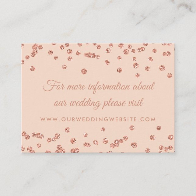 Hochzeitsseite Rose Gold Glitzer Confetti Blush Begleitkarte (Vorderseite)