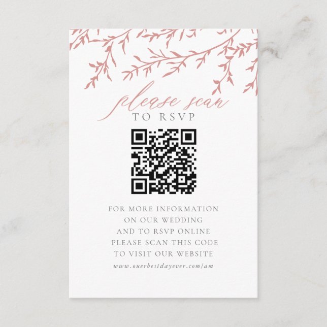 Hochzeitsseiten Website Umschließungskarte QR Code Begleitkarte (Vorderseite)