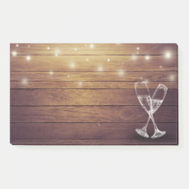 Hochzeitssekt Brille String Light Rustic Wood Post-it Klebezettel