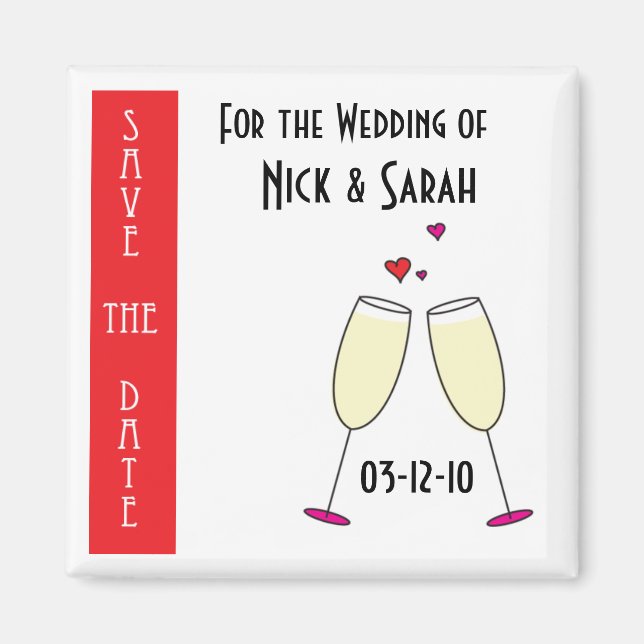 Hochzeitssekt Save the Date Magnet (Vorne)