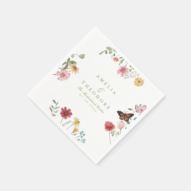 Hochzeitsservietten mit Wildblumengarten Serviette (Ecke)