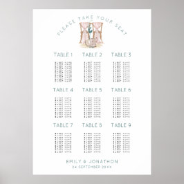 Hochzeitssessel 9 Tische 90 Gästekarte Poster